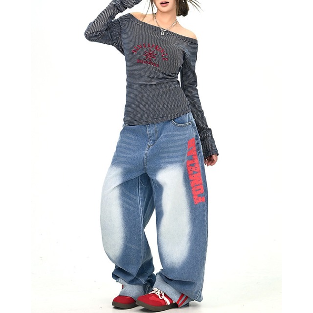 red logo washed denim　レッドロゴウォッシュドデニム　J1403