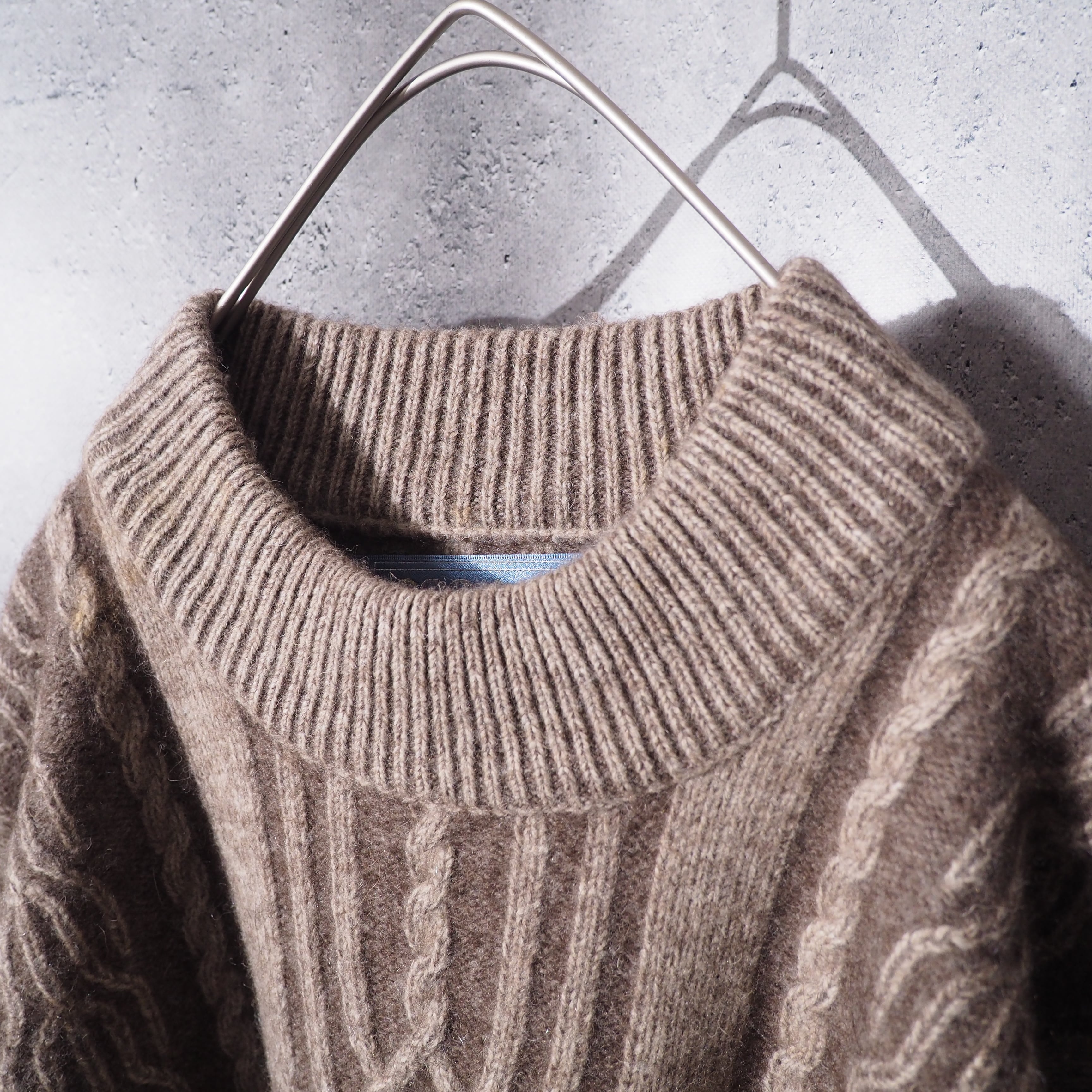 1990s " Cashmere mix " Twist Rope pattern vintage knit