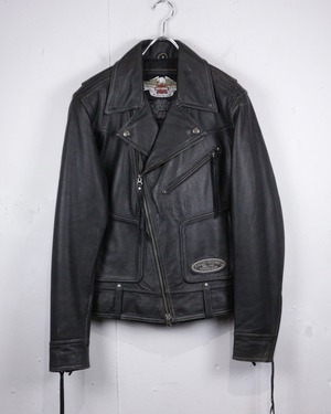 【Caka act2】“Harley-Davidson” Logo Embroidery × Buffalo Design Vintage Double Riders Jacket