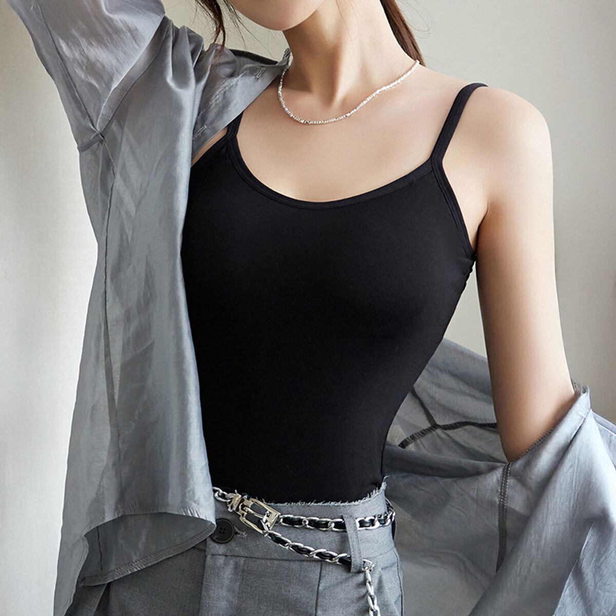 キャミソール カップ付き レディース 春夏 韓国 ブラキャミ ストレッチ シンプル 大人 きれいめ インナー トップス スポーツ ヨガ ダンス Uネック 薄手 柔らかい 大人可愛い 大人女子