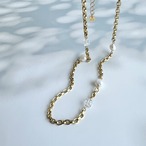 \\雑誌着用//キューブ水晶＆淡水パールチェーンネックレス