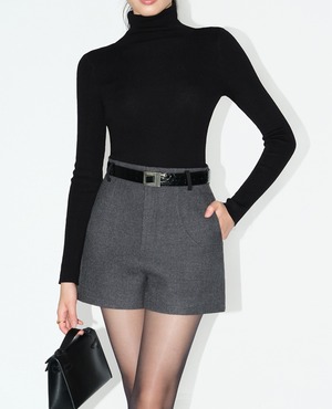 High waist short A-line wide leg pants【H00419】