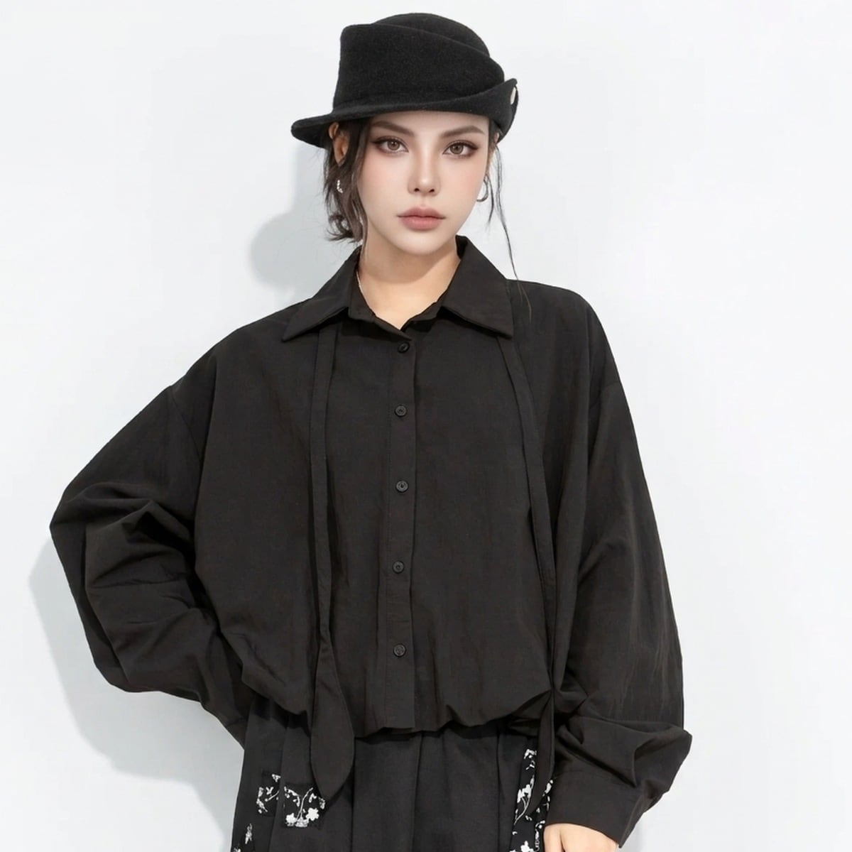 バルーンヘム シャツカラー ショート ジャケット 1color JK0374