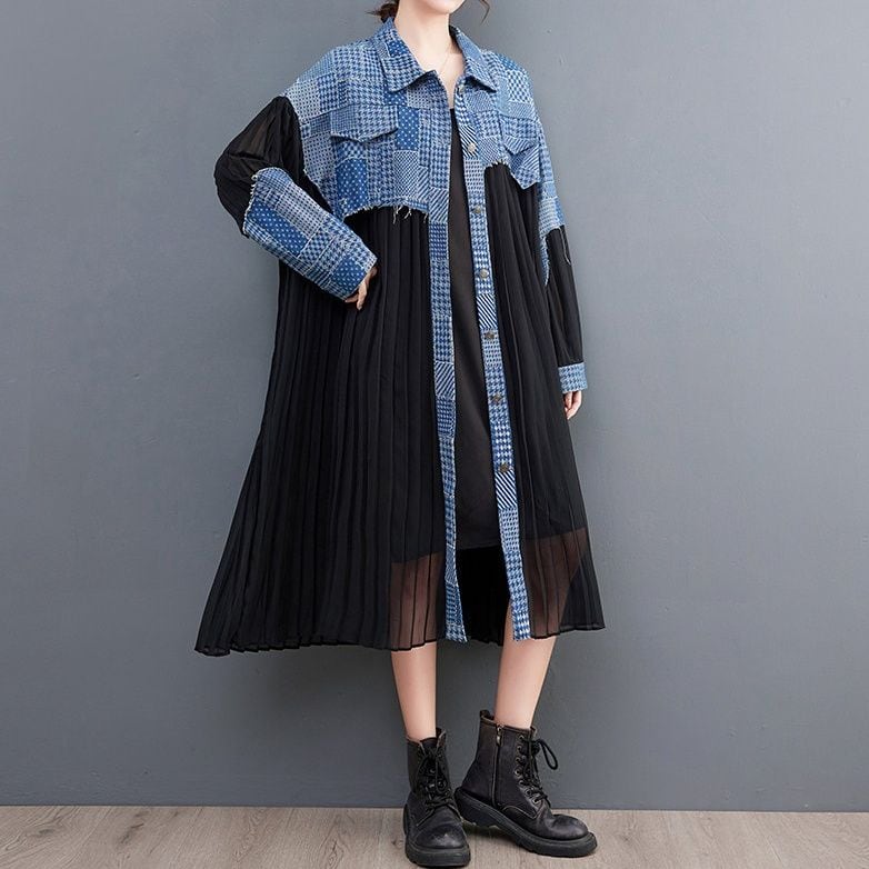 PLEATED CONTRAST PANEL MIDI DRESS M-18224