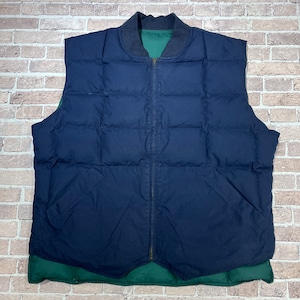 EDDIE BAUER DOWN VEST R/V GREEN×NAVY