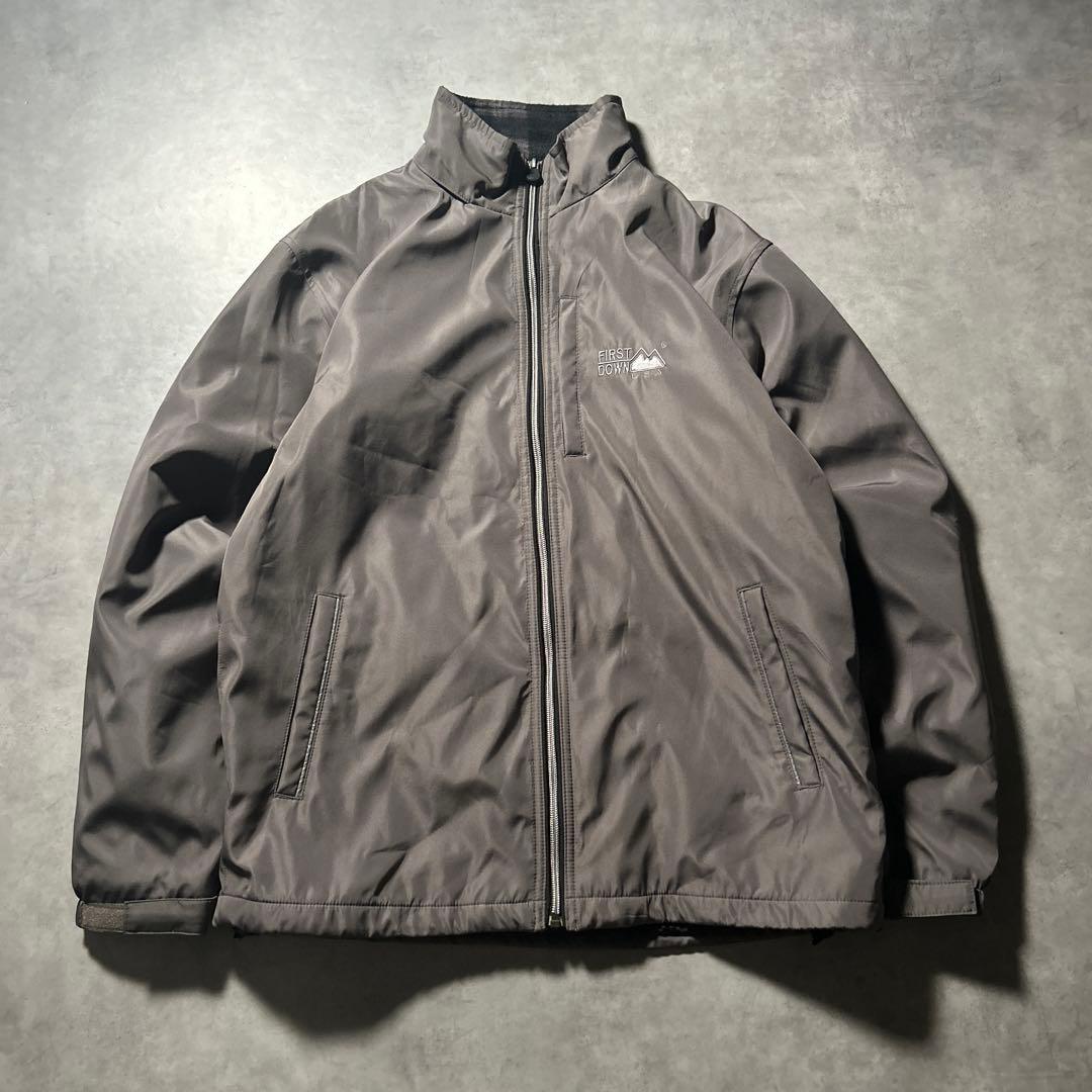 FIRST DOWN ナイロン ジップアップ ブルゾン ジャケット フリース