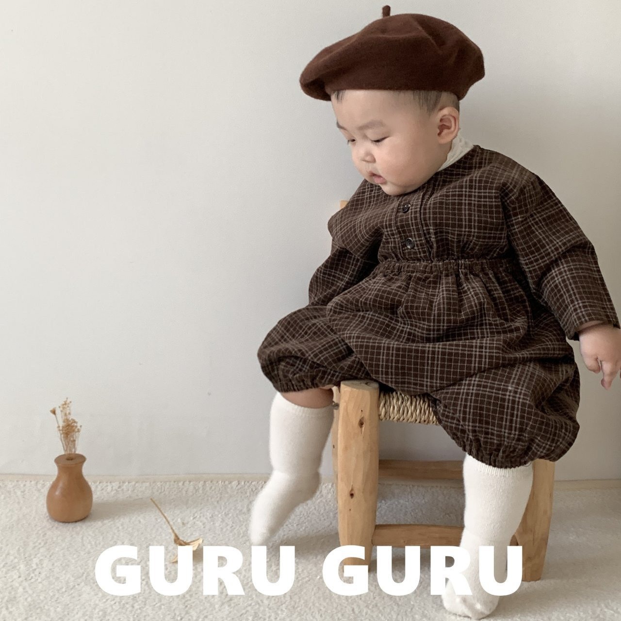 【guruguru】コーデュロイチェックロンパ アイボリー 70~90cm 241203 - 10