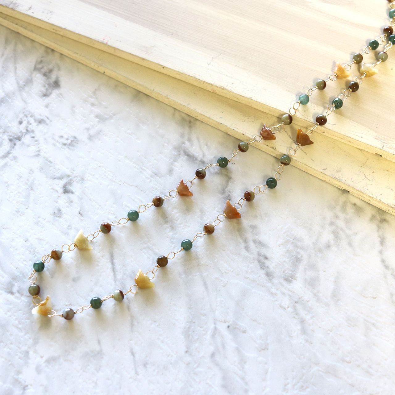 趣のあるデザインネックレス K14gf 希少色 翡翠 メガネ留め デザイン ネックレス 60cmA貨翡翠 jd_ne1009