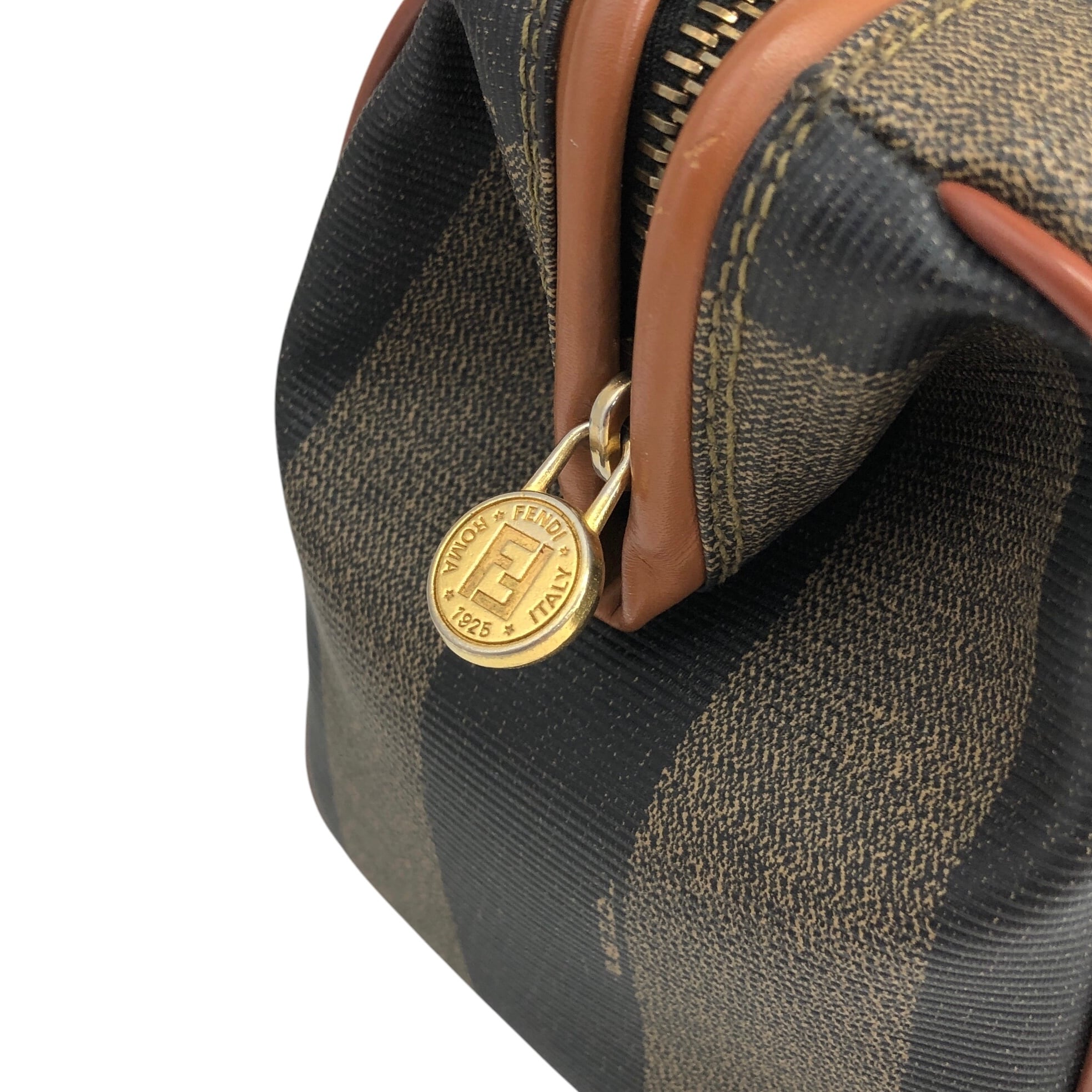 FENDI フェンディ ペカン ショルダーバッグ ブラウン ロゴ PVC レザー