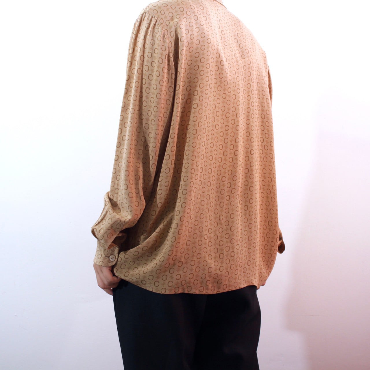 0639. 1990's celine monogram silk shirt made in France シャンパン ...