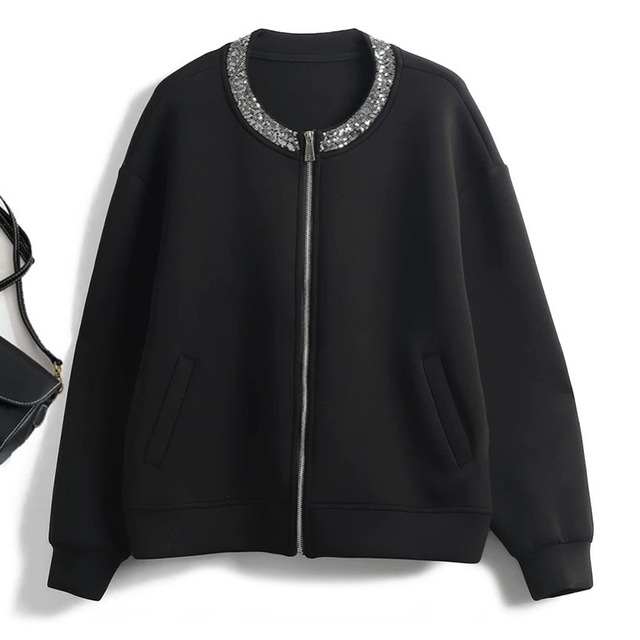 Jewel neck zip blouson　B1451