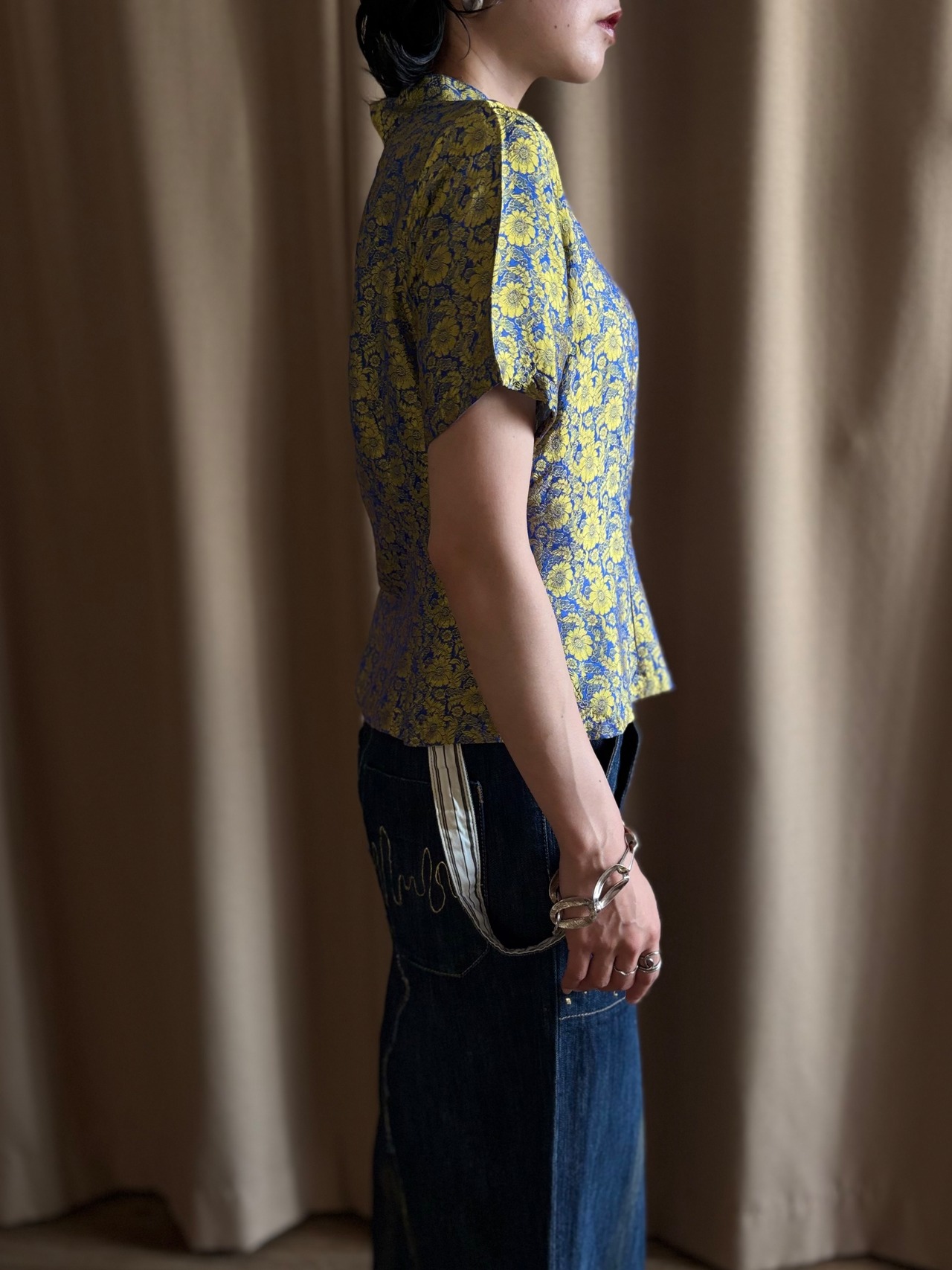 floral jacquard silk china shirt-5268-6