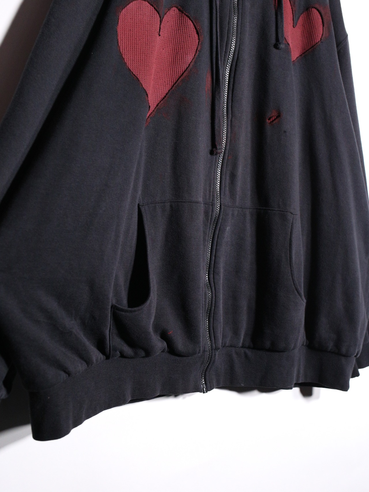 REMAKE / blood heart design zip-up foodie - 12