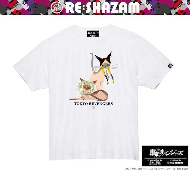 〈東京リベンジャーズ〉ラン猫＆リンドウ猫Tシャツ(Illustrations by 黒ねこ意匠)
