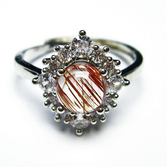 キャッツアイルチルクォーツ 指輪 リング 18号 フリーサイズ 調整可能 一点物 メール便送料無料 [M便 1/20] 115-4469