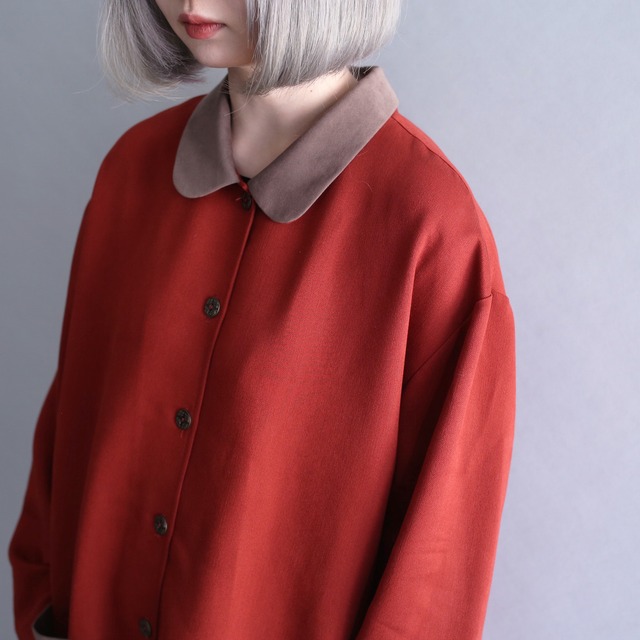 terracotta switching good color loose silhouette shirt jacket
