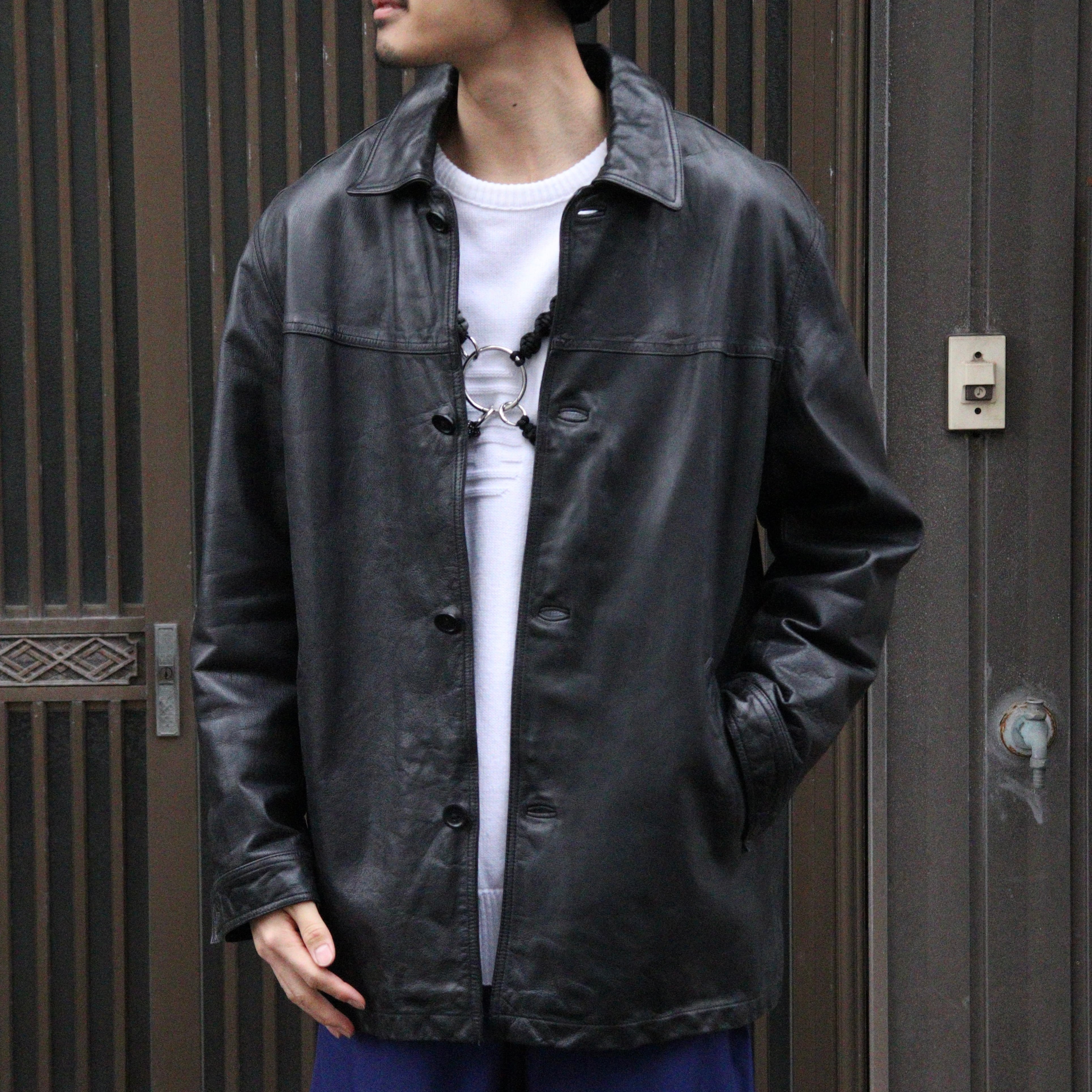 00's BANANA REPUBLIC leather car coat. | 古着屋十人十色
