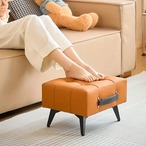 スツール 椅子 高さ26cm ロースツール 木製 フェイクレザー 合成皮革 レザーソフト オシャレ 踏み台