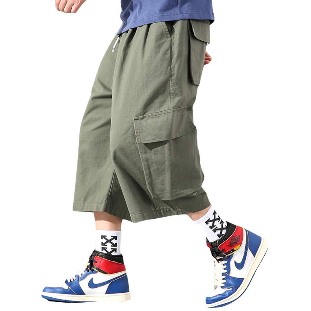3XL 緑 アーミーグリーン サルエルパンツ メンズ ハーフパンツ