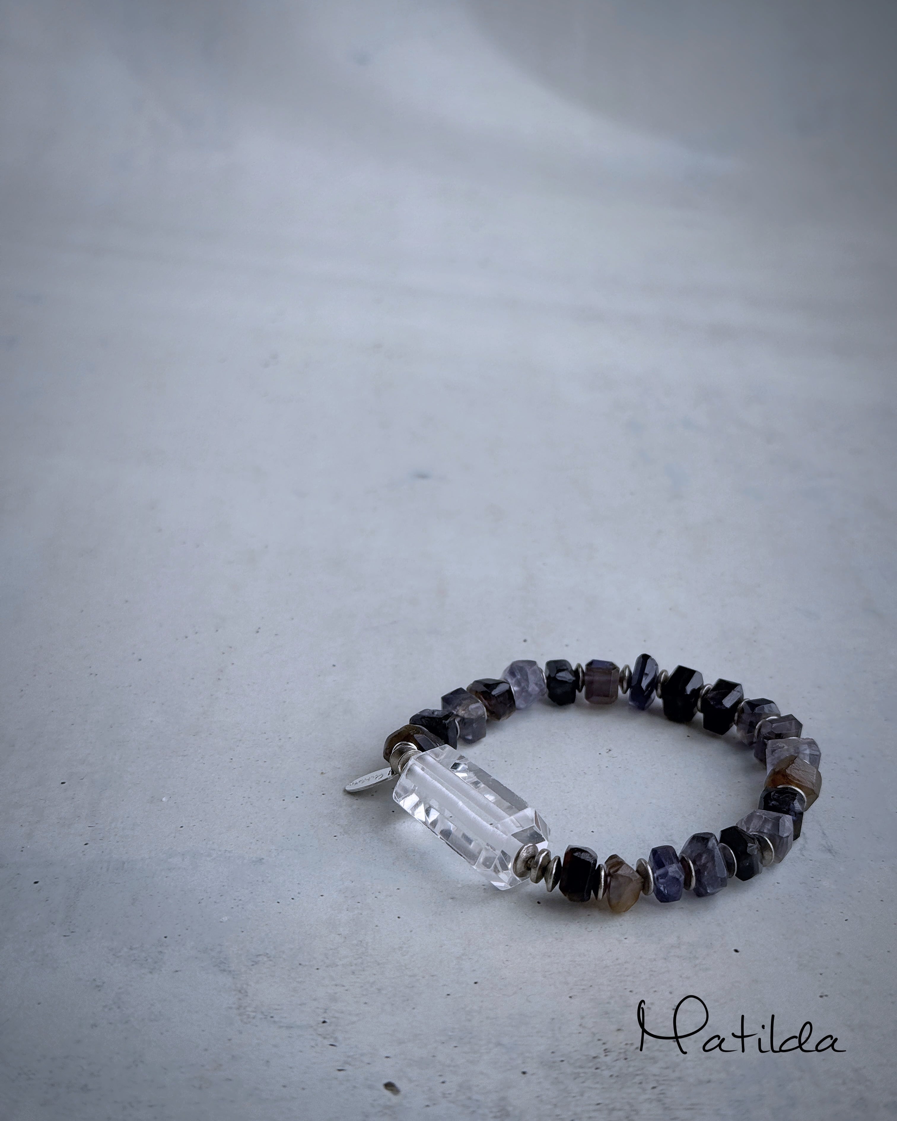 bicolor bracelet(アイオライト×クォーツ)