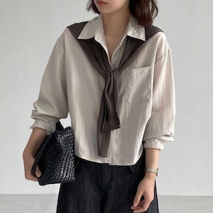 shirt & knit shawl set 14702