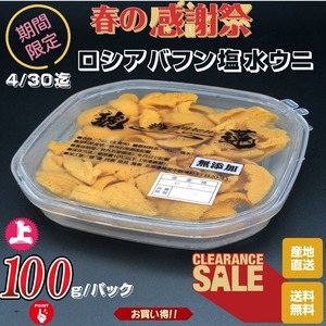 ウニ 北海道根室産 ロシアバフン塩水ウニ 上品 100g/P 産地直送 送料無料