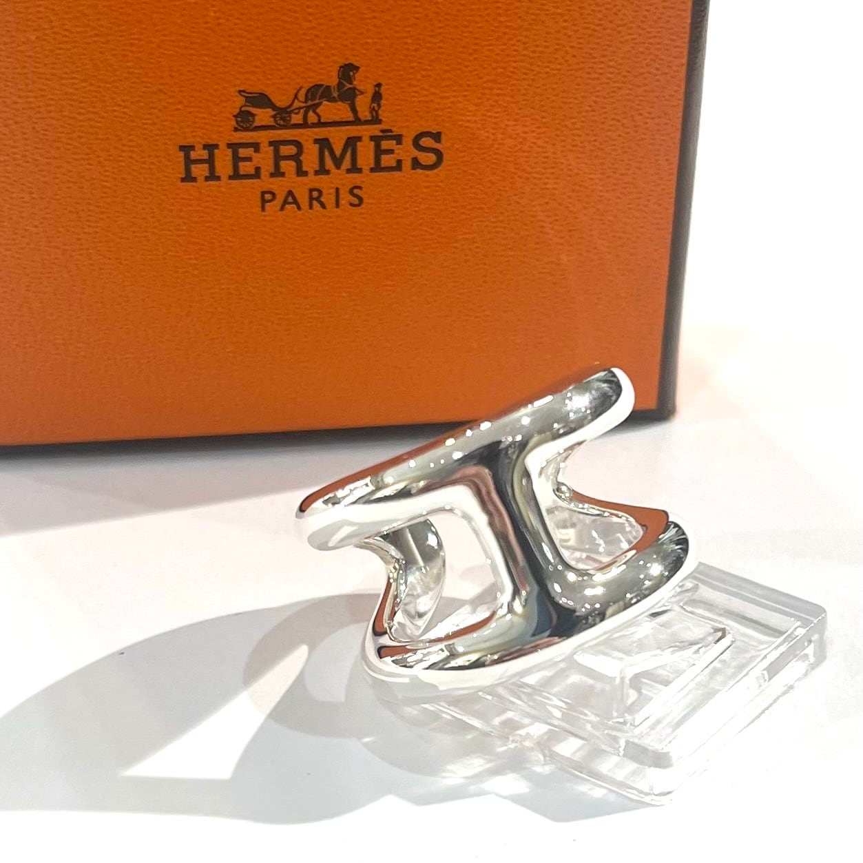 HERMES エルメス リング 指輪 シルバー SV 17号 ヴィンテージ 希少【HERMÈS】【約17号57】2504指輪ブランド オスモズGMリング