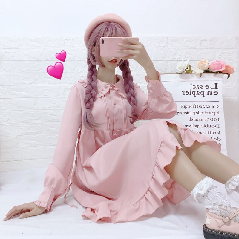 ドレス ワンピース カラーグリーン 緑 レトロ 女性 レディース ゆめ