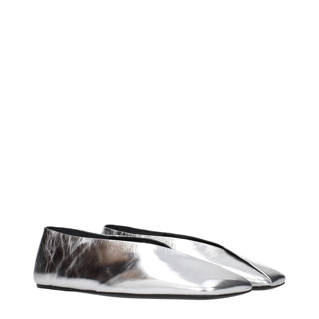 【新品】JIL SANDER ジルサンダー レディース バレエシューズ レザー シルバー WZ0001P4836056