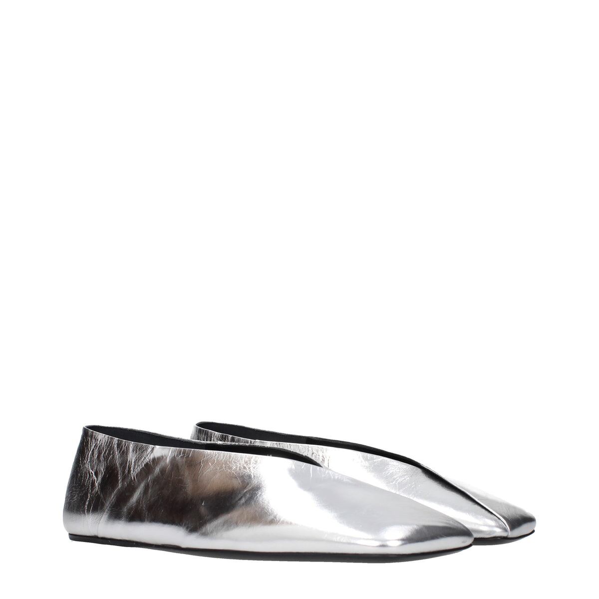 【新品】JIL SANDER ジルサンダー レディース バレエシューズ レザー シルバー WZ0001P4836056