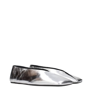 【新品】JIL SANDER ジルサンダー レディース バレエシューズ レザー シルバー WZ0001P4836056