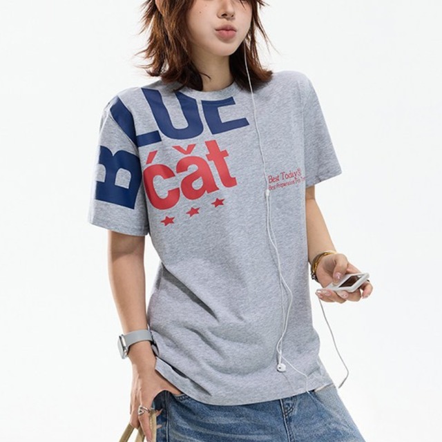 over logo grey short-sleeve tee　オーバーロゴグレー半袖ティー　J2052
