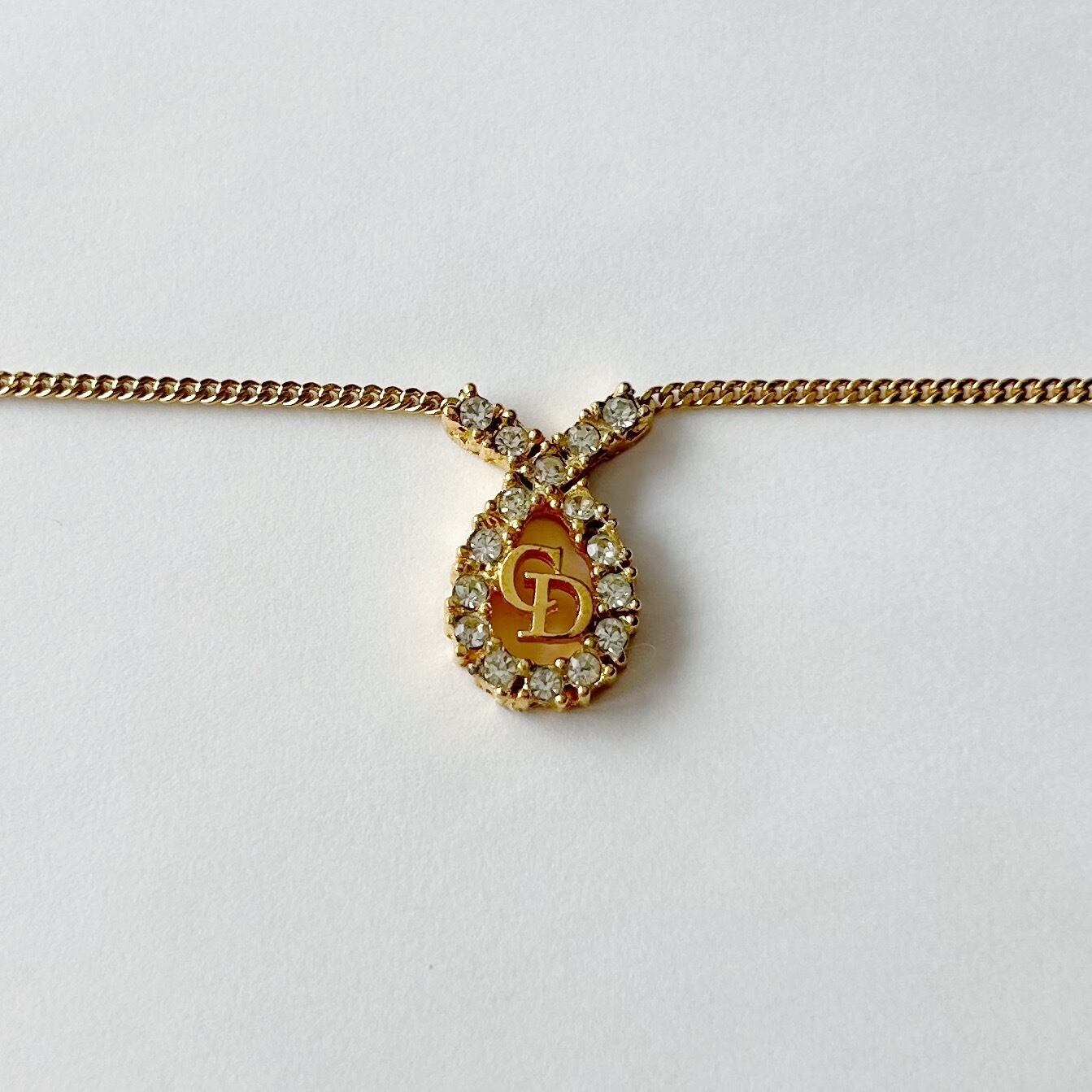 N6206】Christian Dior rhinestone necklace/クリスチャン