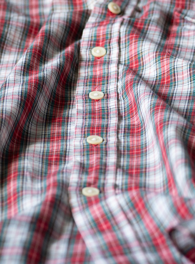 "CHRISTOPHER HAYES" 1980s Tartan plaid B.D. shirt