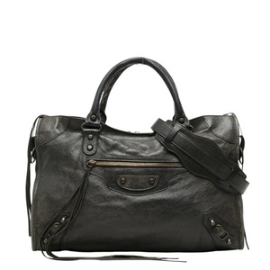 バレンシアガ シティ ハンドバッグ ショルダーバッグ 2WAY 115748 ブラック レザー フェルト レディース BALENCIAGA 【中古】