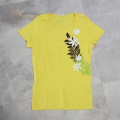 フラダンス 衣装 トップス まとめ売り 全3点 セット マウナロア Maunaloa Tシャツ 黒 紺 黄 花柄 半袖 プルメリア柄 ティアレ柄 かわいい 練習 レッスン 伸縮 ストレッチ ブラック系 ネイビー系 イエロー系