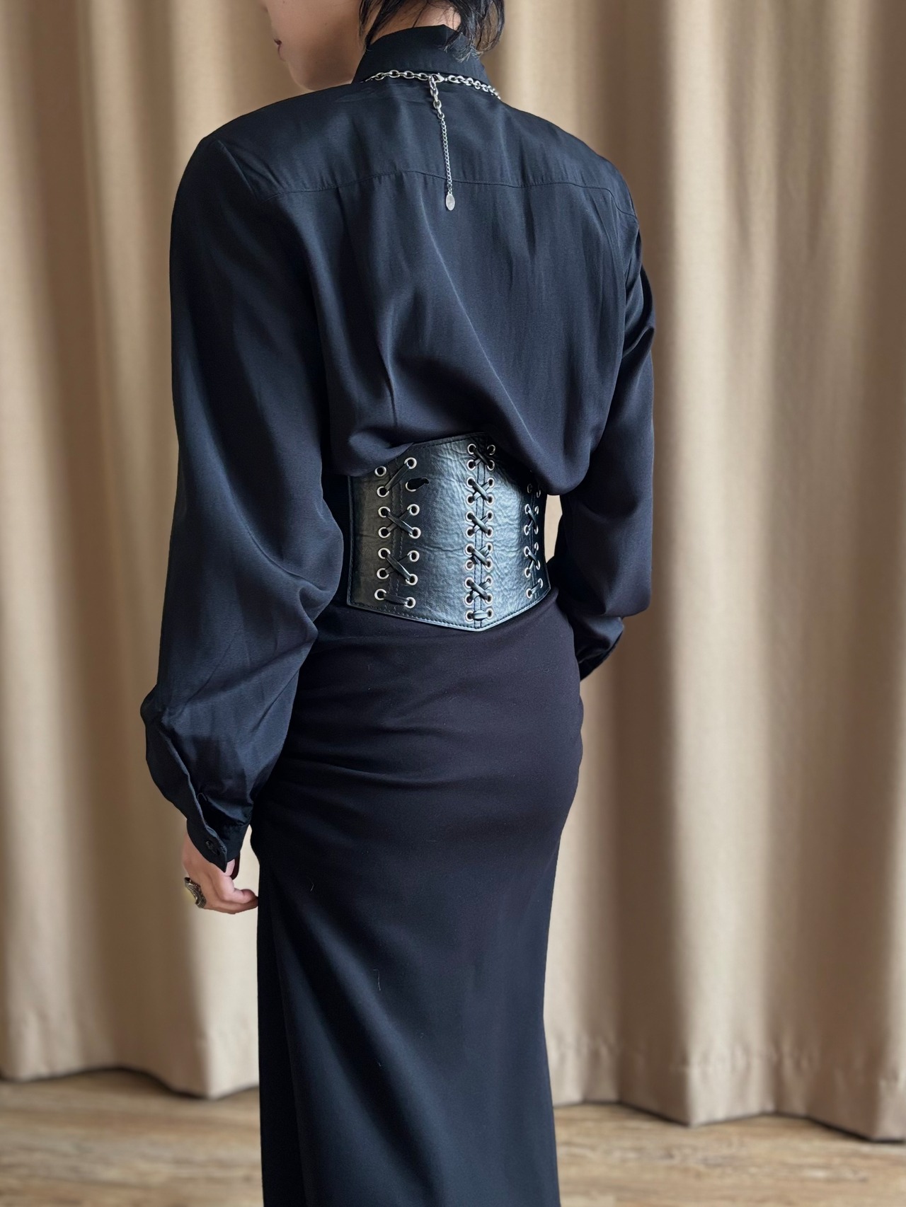 oval button import black shirt-5190-3