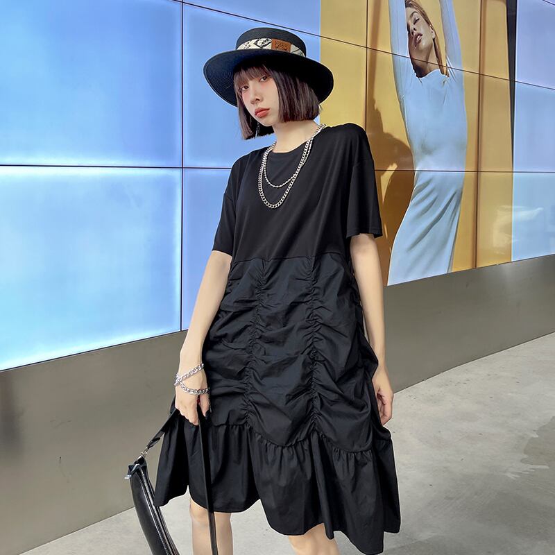 ブラックサマードレス ルーズ薄手スカート 夏物 ラブタオタオダレンハウス66558899494