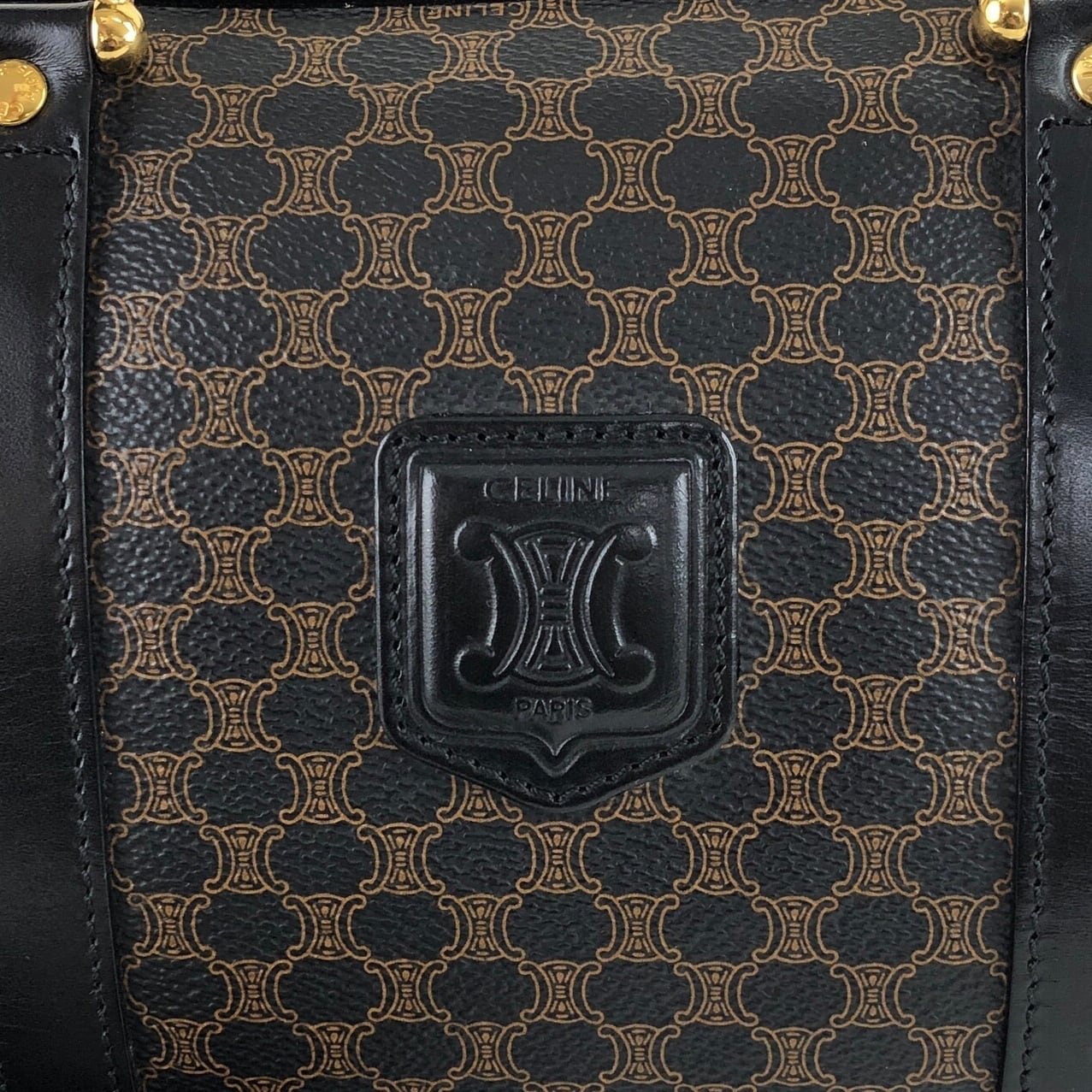 CELINE セリーヌ マカダム ボストンバッグ ブラック ブラゾン型 CELINE セリーヌ マカダム ボストンバッグ ブラック ブラゾン型