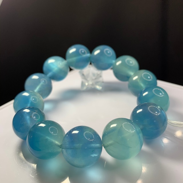 f46大玉ブルーグリーンフローライトブレスレット