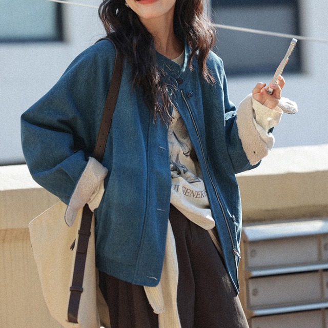 denim boa jacket　J00211