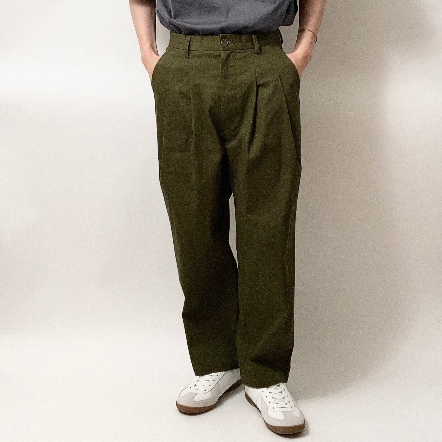 【Revo.】縦スラブストレッチツイル2タックワイドテーラードパンツ