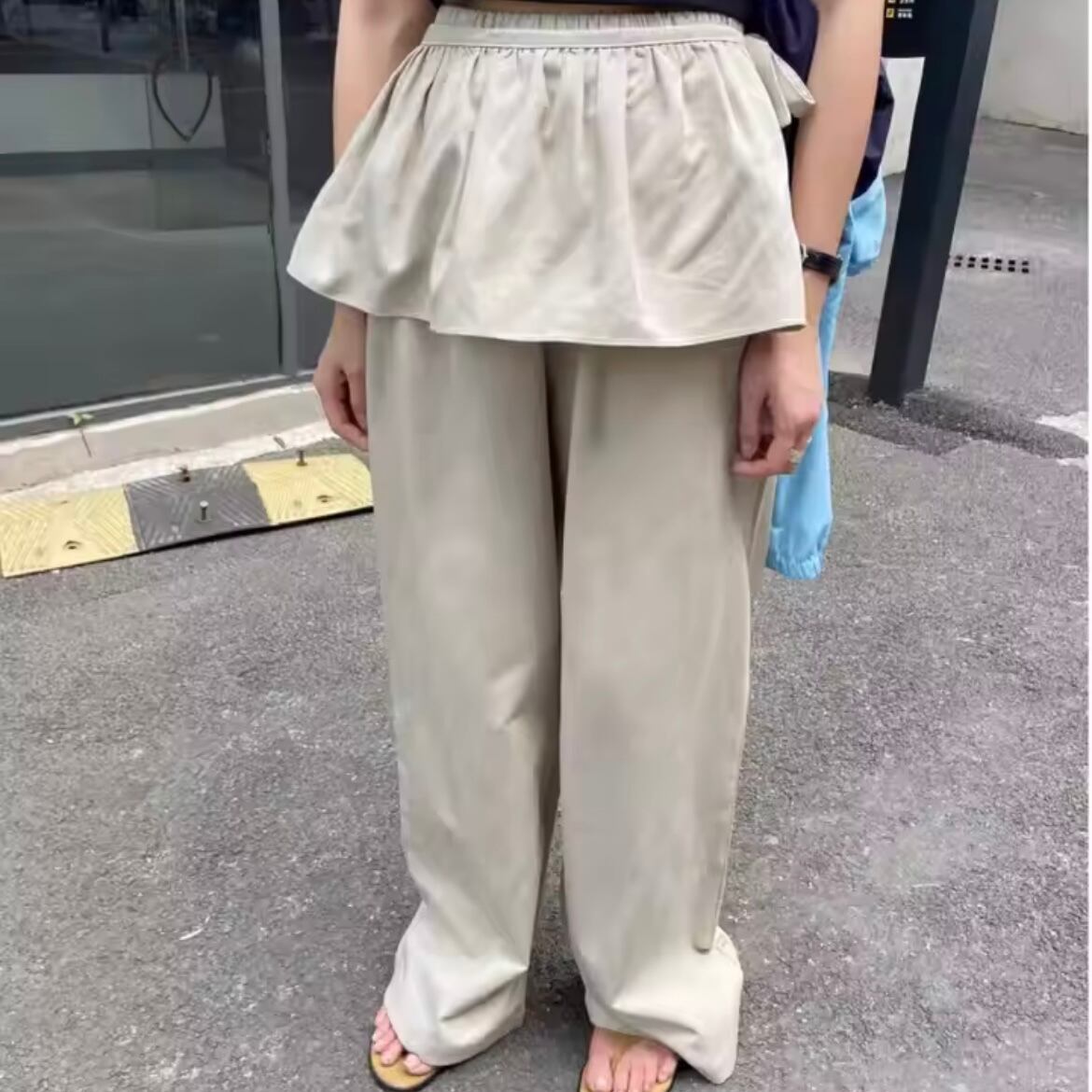 layered casual wide pants