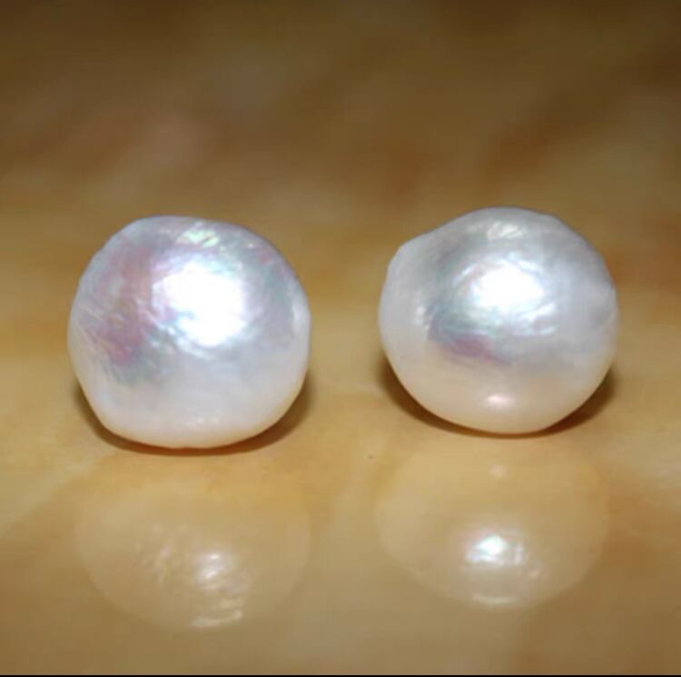 ナチュラル13-15MMバロックパールピアス01211501
