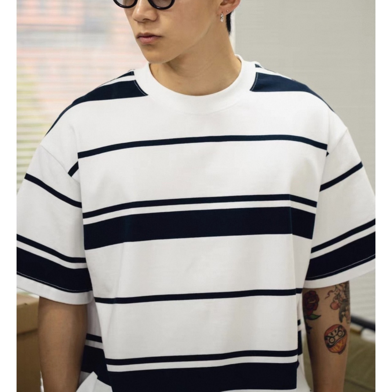 Two-tone striped t-shirt 0759 - 12