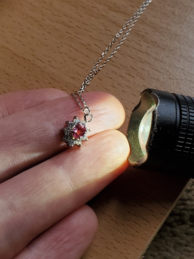 キラキラピンクトルマリンのネックレス 送料無料