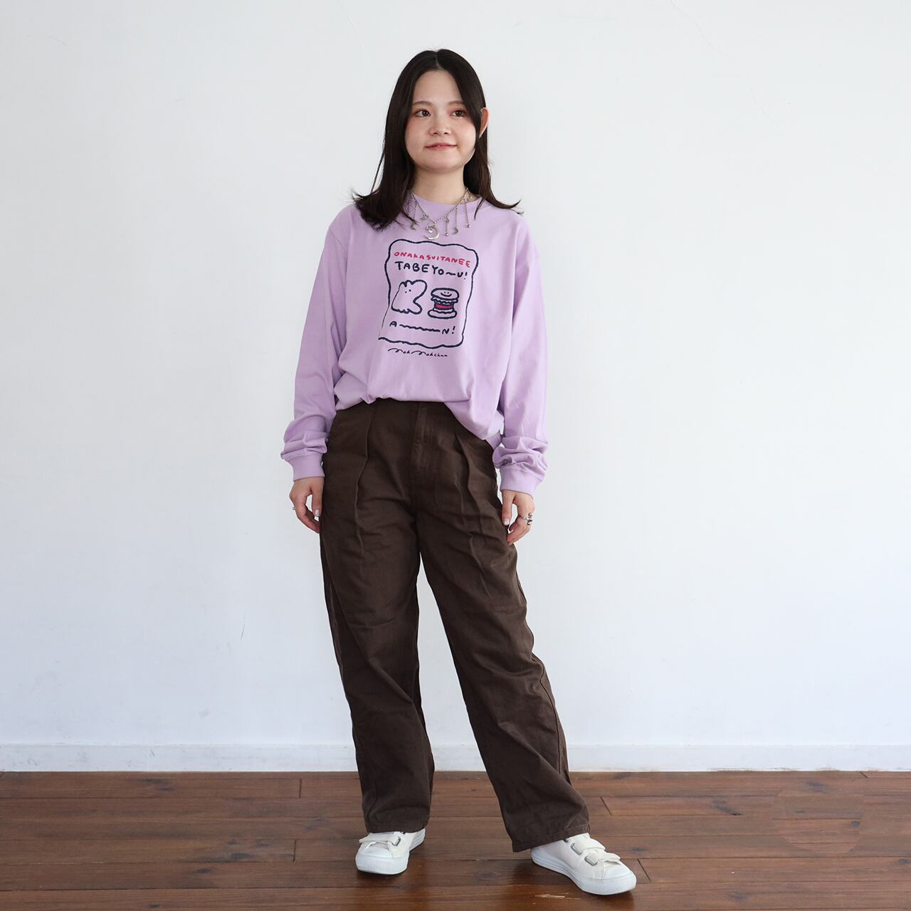 ハンバーガーとウサロンTEE/ラベンダー（MK-515) | もくもくちゃん公式