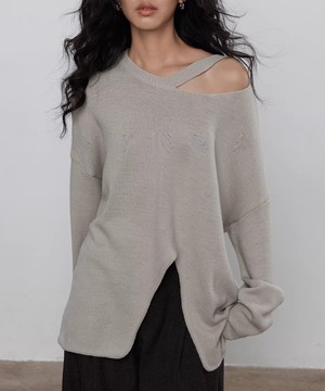 スリット◆リラックスニットトップス【t-11076】