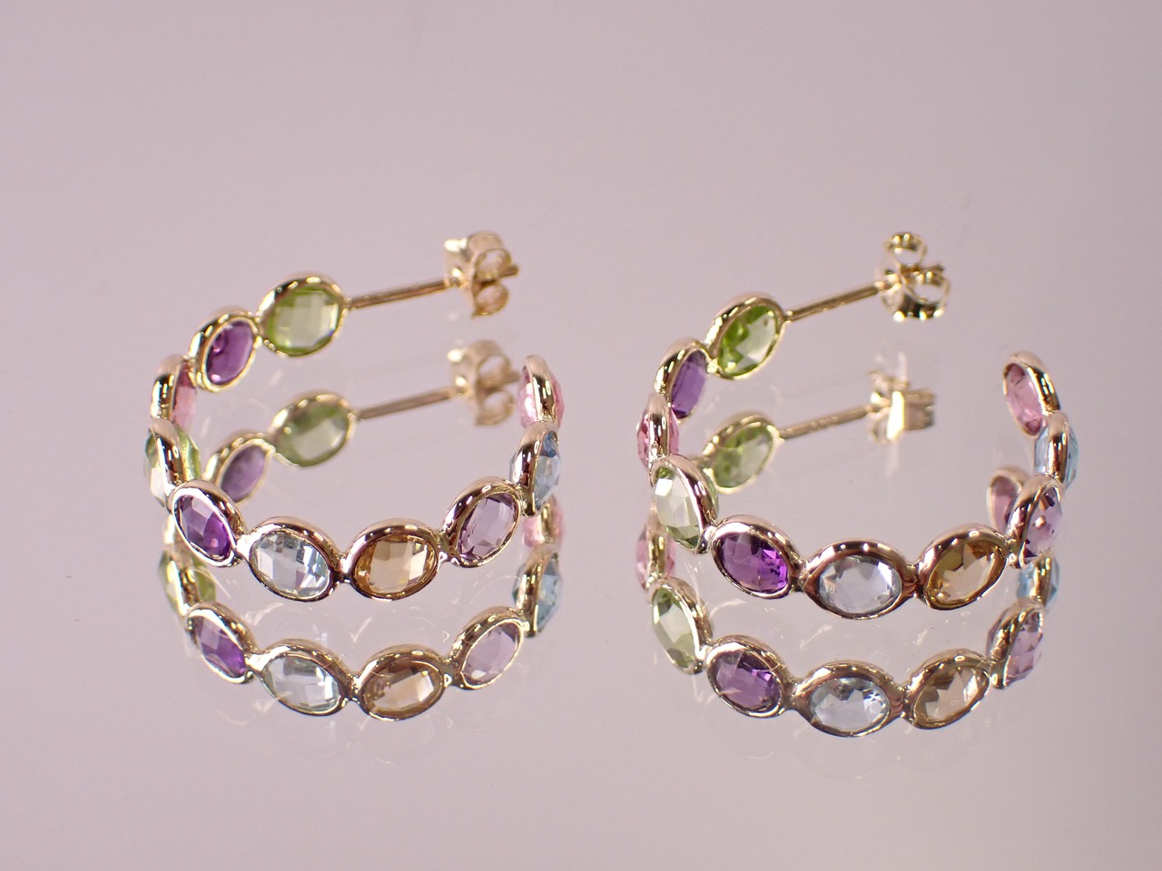 K14 マルチストーンピアス　[D2-204]