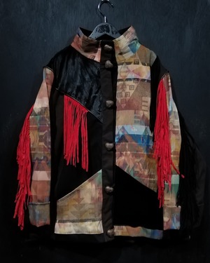 【WEAPON VINTAGE】Fringe × Multi Fabric Switching Design Loose Jacket